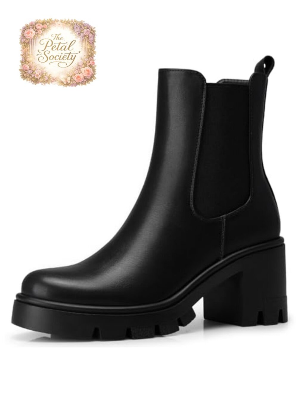 PU Leather Chelsea Ankle Boots Platform 2.9 Inch Comfortable